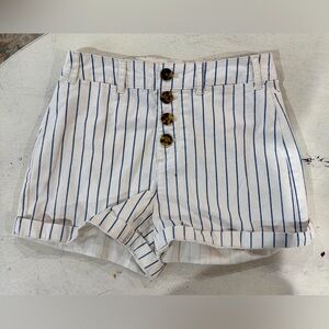 Old Navy High Waist White and Blue Striped Shorts